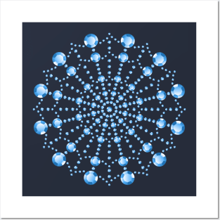 Shiny Colored Blue Gemstone Snowflake Posters and Art
